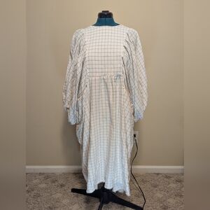 White Checkered Dress- Handmade with Black Bows On Back